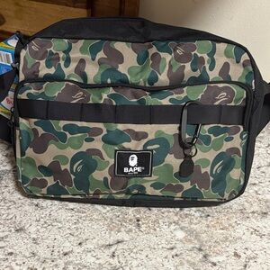 Bape Green and Brown Camouflage Messenger Bag
